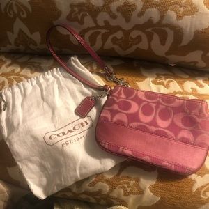 Fuscia COACH Wristlet
